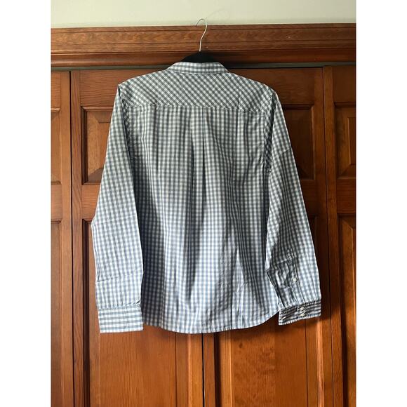 NWT Untuckit Women's Gingham Plaid Button Crispo Shirt Long Sleeve Blue Size 14 - Picture 10 of 12